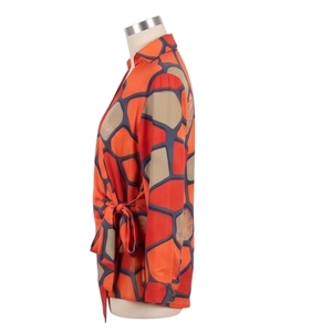Chemisier à imprimé géométrique pour femmes, chemise en popeline à manches longues et col rabattu, respirant, à porter en toutes saisons - Product Image 2