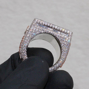 925 Silver Square Crown Custom Name Hip Hop <b>Ring</b> Iced Out Moissanite Diamond Statement <b>Ring</b> Luxury Gift for <b>Men</b> Women - Product Image 3