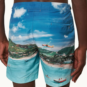 Short de bain pour homme à imprimé tropical, taille mi-haute, séchage rapide, avec poches, style décontracté, 100 % polyester, short de plage - Product Image 4