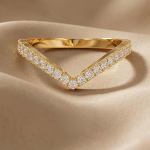 Bague de fiançailles/mariage en or jaune avec diamant de laboratoire courbé de clarté VVS VS pour femme - Product Image 1
