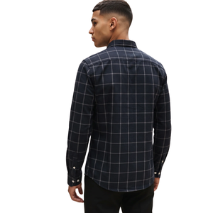 <b>Black</b> Navy Plaid Men Flannel Shirt Long Sleeve <b>Button</b> Down Checkered Casual Shirt Soft Brushed Fabric Outdoor Streetwear - Product Image 3