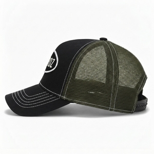 Casquette de camionneur Aliroz 5 panneaux en maille noire réglable avec logo brodé sur le devant, décontractée, pour l'extérieur, unisexe, adulte, printemps-été - Product Image 2