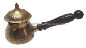 Pot à café en laiton turque, poignée en bois, Design gaufré élégant, offre spéciale, - Product Image 2