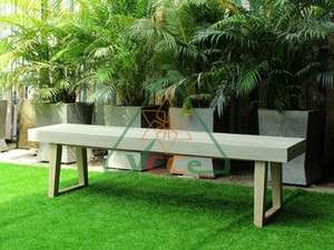 Banco de Hormigón Ligero y Ecológico con Patas de Madera para Interiores y Exteriores, Muebles de Jardín - Product Image 3