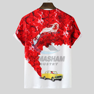 T-shirt pour homme de style personnalisé, tissu en polyester/coton respirant et écologique de haute qualité, impression personnalisée, manches courtes, coupe ample - Product Image 2