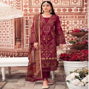 ANDAAZ Colecciones Étnicas Ramsha Volumen Hermoso Elegante Ropa de Fiesta de Algodón de 3 Piezas Trajes de Césped Indio y Paquistaní - Product Image 3