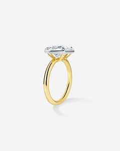 Anillo de compromiso de diamante cultivado en laboratorio East West Hexagon con engaste georgiano de púas, solitario minimalista, para propuesta de matrimonio, oro de 14K - Product Image 4