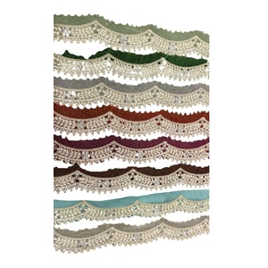 High Quality Designer Cotton Net Lace Ribbons Crochet Yarn Machine Embroidered <b>Sequins</b> Garter Dress Decoration Wholesale Price - Product Image 1