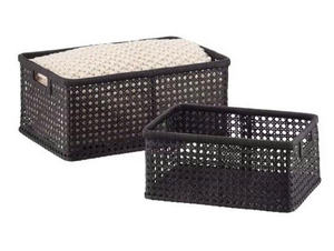 Luxury <b>Rectangular</b> Natural Rattan Eco-Friendly <b>Storage</b> Bin-Large Capacity Natural & Black Color - Product Image 4