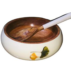 Ensemble de planches à découper en bois massif faites à la main, plateaux et bols émaillés, vaisselle fonctionnelle pour dîner, vaisselle de table, écologique et portable - Product Image 2