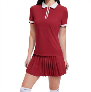 T-shirt de tennis athlétique à manches courtes, coupe confortable, col bandeau, motif écossais, séchage rapide, respirant, anti-humidité, performance sportive - Product Image 3