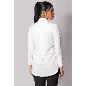 Camisa Blanca de Manga Larga Solene para Mujer, Estilo Casual, Corte Elegante, Ligera, para Uso Diario - Product Image 4