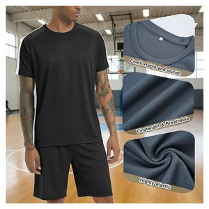 Conjuntos Deportivos para Hombre, Camisetas de Manga Larga y Pantalones Cortos para Entrenamiento, Ropa Deportiva Transpirable de Secado Rápido para Gimnasio - Product Image 6
