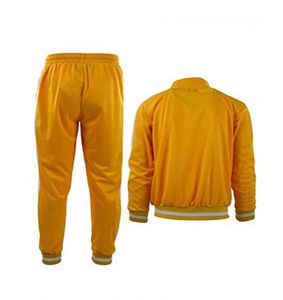ชุดวอร์มสีเหลืองแบบ unisex เสื้อแจ็คเก็ตซิปเต็มตัวพร้อมกระเป๋าข้างและกางเกงรัดเชือก สไตล์ชุดกีฬา สีพื้น ทรงปกติ - Product Image 5