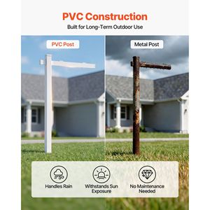 Supporto per cartello immobiliare in PVC da 1,8 m, resistente al vento, con braccio da 119 cm, facile da installare, per cartelli da 91 cm - Product Image 4