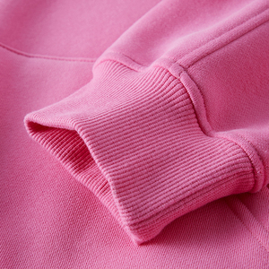 <b>Pink</b> Oversized Cropped Hooded <b>Sweatshirt</b> Solid Color Cotton French Terry Casual women Autumn Wear Regular Sleeve Fit - Product Image 6