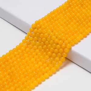 Perles rondes en jade jaune naturel, lisses, en vrac, pour la fabrication de bijoux, colliers, bracelets, bricolage, vente en gros - Product Image 1