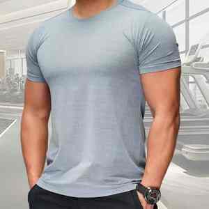 Camiseta Deportiva de Compresión para Hombre, Corte Ajustado, Cuello Redondo, Manga Corta, Transpirable, Spandex/Poliéster, Estilo Urbano, 220 Gramos, Color Sólido - Product Image 2