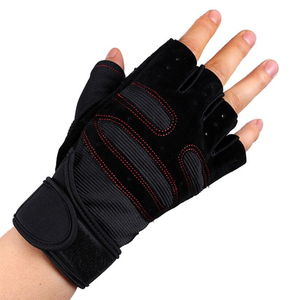Half <b>Finger</b> Gloves Breathable Mesh Unisex Summer Workout Adjustable Wrist <b>Strap</b> Black - Product Image 1