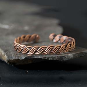 Antique <b>Copper</b> Plated Cuff Bracelet Vintage Braided Design Unisex <b>Copper</b> Alloy Jewelry <b>Bangles</b> Premium Gift Wear - Product Image 1