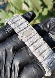 Reloj de Lujo con Esqueleto Esmerilado, Diamantes Moissanite VVS, Totalmente Adornado, Correa de Acero Inoxidable Cuadrada, Edición Limitada Vintage para Hombre - Product Image 4