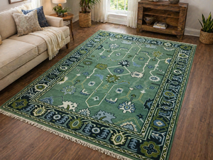 Tapis en laine fait main vert, tapis vintage à motifs floraux, tapis noué à la main de style persan, grand tapis de salon, tapis bohème doux et luxueux - Product Image 4