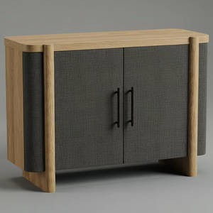 Aparador Moderno de Roble Macizo con 2 Puertas y Puertas de MDF, Almacenamiento Ecológico para Sala de Estar - Product Image 1