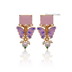 Nueva llegada de latón bohemio chapado en oro pendientes de piedra de moda flor Stud mujeres indias joyería bodas fiestas compromisos - Product Image 4