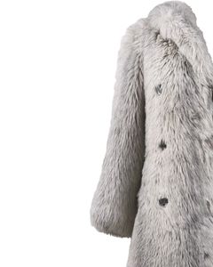 Manteau long élégant en fourrure pour femme, à manches longues, double boutonnage, épais et moelleux, couleur unie, pour l'hiver - Product Image 5