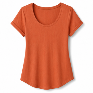 <b>Women's</b> Solid <b>Brown</b> Crew Neck Short Sleeve Knitted T-Shirt Casual Summer <b>Top</b> 100% Cotton Regular Fit - Product Image 1