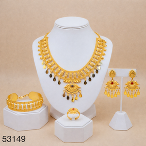 Collier et boucles d'oreilles vintage en cuivre 18 carats avec motif floral en zircon, plaqué or 24 carats, ensemble de bijoux de luxe, accessoire de mode France USA - Product Image 2