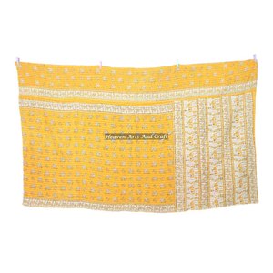 Indian Handmade Print Floral <b>Quilt</b> Bedspread Bedding Blanket Kantha <b>Quilt</b> Indian Reversible Hand Stitched Heavy Throw Old Sari - Product Image 2