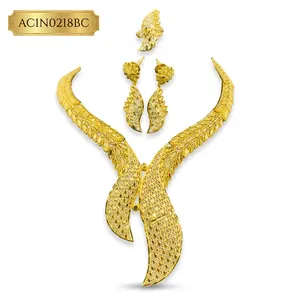Hot Sale New 24K Gold Plated Brass Leaf Design Box <b>Chain</b> Women's Necklace for African Engagement Anniversary Wedding & Party - Product Image 2