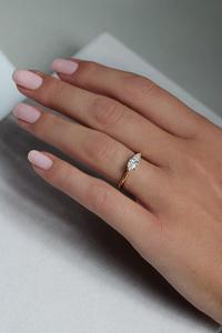 Anillos de compromiso de diamantes cultivados en laboratorio con corte marquesa East West, engaste de garra, oro macizo de 14k y 18k, solitario moderno de lujo, banda de boda - Product Image 4