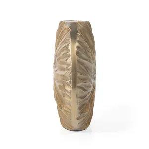 Jarrón de Mesa Moderno de Bronce, Hecho a Mano, con Patrón de Hojas, Decorativo, para Flores, para Diseño de Interiores del Hogar - Product Image 2