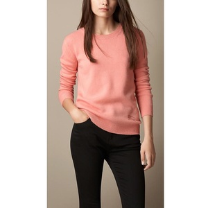 Pull-over pour femme de qualité supérieure, couleur unie, col décontracté, tricot d'automne et d'hiver, mode, chaud, broderie sur le devant, 100% coton - Product Image 4