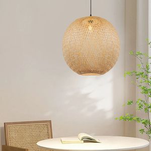 Luminaire suspendu en bambou d'intérieur avec un design à tresses ouvertes pour la salle à manger, la chambre et l'éclairage de plafond de café - Product Image 4