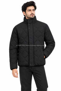 Race Ready Industry Men's Casual <b>Blue</b> Hooded Quilted Jacket Stand Collar Single Breasted Button up Thick Winter - Product Image 5