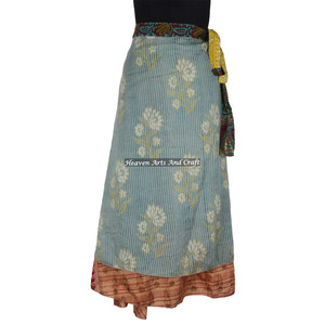 100 façons de porter un foulard magique en soie vintage indienne de 38 pouces, 2 couches, réversible, pour sari, jupe longue ou écharpe enveloppante - Product Image 1