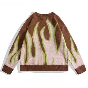 Cardigan en tricot ample à col en V, design hiver flamboyant, impression personnalisée, pour homme - Product Image 4