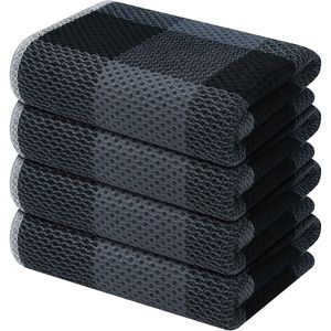 Asciugamani da Cucina in Cotone 100% a Nido d'Ape, Super Morbidi e Assorbenti, Motivo a Quadri Buffalo, 33 x 71 cm per Asciugare i Piatti - Product Image 1