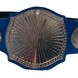 Ceinture de champion bleue personnalisable, ceinture de lutte en cuir de qualité supérieure avec plaques argentées, objet de collection de haute qualité - Product Image 2