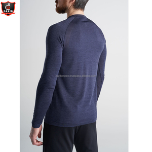 Nouveau T-shirt ajusté décontracté de gym à manches longues pour hommes de grande taille en polyester/coton Vente en gros sur mesure - Product Image 3