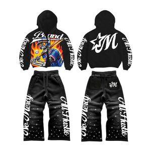 ชุดวอร์มแบบมีฮู้ดซิป ผ้าฝรั่งเศสเทอร์รี่ 100% ผ้าฝ้ายเนื้อหนา ปักลายโลโก้ด้วยเทคนิคแอพพลิเค  ตกแต่งด้วยคริสตัล  พร้อมกางเกงขายาวมีเชือกผูกเอว  ลาย Acid Wish - Product Image 1