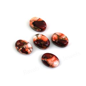 Cabujón de Gema Suelta Ovalado de 10x14mm de Dalia Roja Natural con Acabado Liso y Pulido, Compuesto de Cobre, para Fabricación de Joyas y Colgantes - Product Image 4