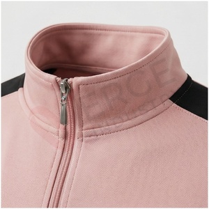 Unisex <b>Pink</b> Color Blocking <b>Tracksuit</b> Set Full Sleeve Stand Collar Zipper Front Sporty Regular Fit Autumn Wear - Product Image 4