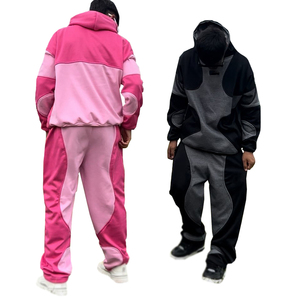 Ensemble décontracté 2 pièces pour femme : Sweat à capuche color block et pantalon de jogging, coupe ample, manches longues, design patchwork, toutes saisons - Product Image 4