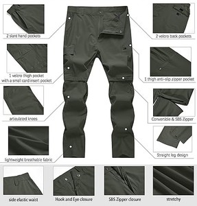 Pantalon cargo convertible pour homme OEM, pantalon tactique de randonnée à fermeture éclair, séchage rapide, léger, fabricant en gros, marque privée - Product Image 5