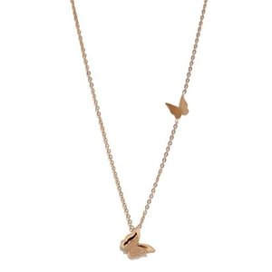 Collar con colgante de mariposa de oro rosa para mujeres y niñas, regalo de joyería artesanal moderna de acero inoxidable - Product Image 2