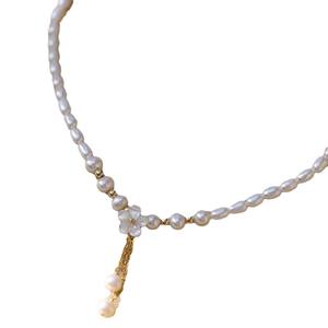 Collar de Perlas de Agua Dulce Ligeras y Lujosas con Borla de Flor de Cerezo y Cadena para Clavícula, Gargantilla Fina para Mamá - Product Image 5